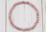 CGB7266 4mm tiny pink wooden fossil jasper beaded meditation yoga bracelets