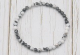 CGB7276 4mm tiny black & white jasper beaded meditation yoga bracelets