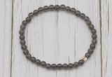 CGB7290 4mm tiny smoky quartz beaded meditation yoga bracelets