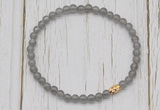 CGB7304 4mm tiny grey moonstone beaded meditation yoga bracelets