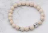 CGB7350 8mm white fossil jasper bracelet with buddha for men or women