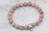 CGB7351 8mm pink wooden jasper bracelet with tiger head for men or women