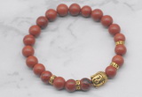 CGB7352 8mm red jasper bracelet with buddha for men or women