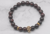 CGB7353 8mm brecciated jasper bracelet with skull for men or women