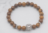 CGB7362 8mm elephant skin jasper bracelet with lion head for men or women