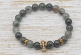 CGB7363 8mm blood jasper bracelet with skull for men or women