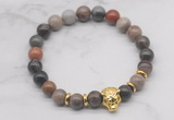 CGB7365 8mm wooden jasper bracelet with tiger head for men or women