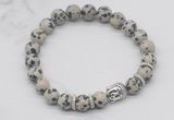 CGB7368 8mm dalmatian jasper bracelet with buddha for men or women