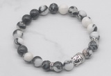 CGB7369 8mm black & white jasper bracelet with buddha for men or women