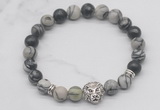 CGB7370 8mm black water jasper bracelet with lion head for men or women