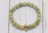 CGB7379 8mm China jade bracelet with skull for men or women