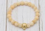 CGB7382 8mm honey jade bracelet with tiger head for men or women