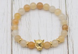 CGB7383 8mm yellow aventurine bracelet with leopard head for men or women