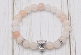 CGB7384 8mm pink aventurine bracelet with leopard head for men or women