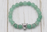 CGB7385 8mm green aventurine bracelet with leopard head for men or women