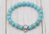 CGB7392 8mm blue howlite bracelet with tiger head for men or women