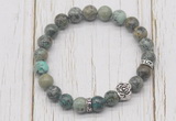 CGB7395 8mm African turquoise bracelet flower charm for men or women