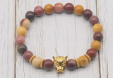 CGB7398 8mm mookaite bracelet with leopard head for men or women