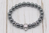 CGB7407 8mm hematite bracelet with tiger head for men or women