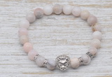 CGB7412 8mm natural pink opal bracelet with lion head for men or women