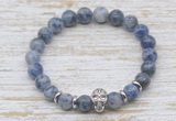 CGB7415 8mm blue spot stone bracelet with skull for men or women