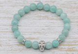 CGB7420 8mm peru amazonite bracelet with skull for men or women