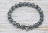 CGB7422 8mm eagle eye jasper bracelet with skull for men or women