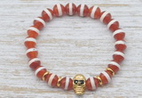 CGB7432 8mm Tibetan agate bracelet with skull for men or women