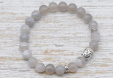 CGB7438 8mm grey banded agate bracelet with buddha for men or women