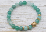 CGB7444 8mm green banded agate bracelet with buddha for men or women