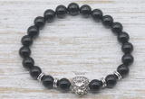 CGB7446 8mm black onyx bracelet with lion head for men or women