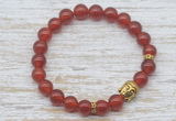 CGB7447 8mm red agate bracelet with buddha for men or women