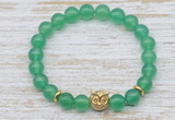 CGB7448 8mm green agate bracelet with owl head for men or women