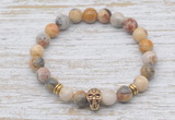 CGB7456 8mm yellow crazy lace agate bracelet with skull for men or women