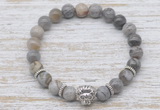 CGB7458 8mm silver needle agate bracelet with lion head for men or women