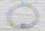 CGB7473 8mm colorful candy jade bracelet with owl head for men or women