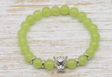 CGB7482 8mm candy jade bracelet with leopard head for men or women