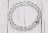 CGB7485 8mm white crystal bracelet with buddha for men or women