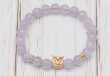 CGB7488 8mm lavender amethyst bracelet with owl head for men or women