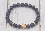 CGB7490 8mm amethyst bracelet with owl head for men or women