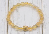 CGB7497 8mm citrine bracelet with owl head for men or women