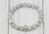 CGB7500 8mm aquamarine bracelet with skull for men or women