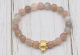 CGB7508 8mm rainbow moonstone bracelet with tiger head for men or women