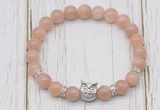 CGB7509 8mm moonstone bracelet with owl head for men or women