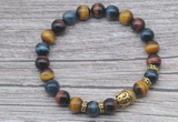 CGB7521 8mm colorfull tiger eye bracelet with buddha for men or women