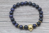 CGB7523 8mm purple tiger eye bracelet with tiger head for men or women