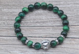 CGB7525 8mm green tiger eye bracelet with lion head for men or women