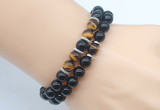 CGB7602 8mm black onyx & yellow tiger eye mala stretchy bracelets