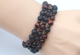 CGB7615 8mm black lava & red tiger eye mala stretchy bracelets