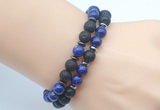 CGB7633 8mm black lava & lapis lazuli mala stretchy bracelets